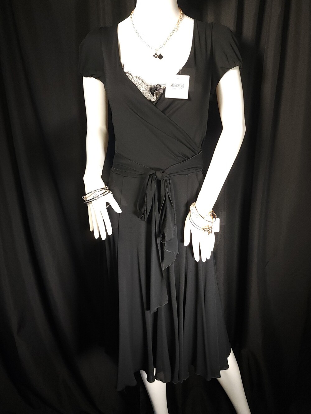 NWT Moschino Black Wrap Dress
